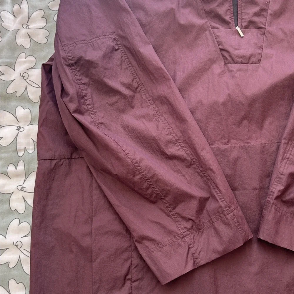 COS Men's Large Hooded‎ Packable Lightweight Anorak Dark Burgundy Purple/Black